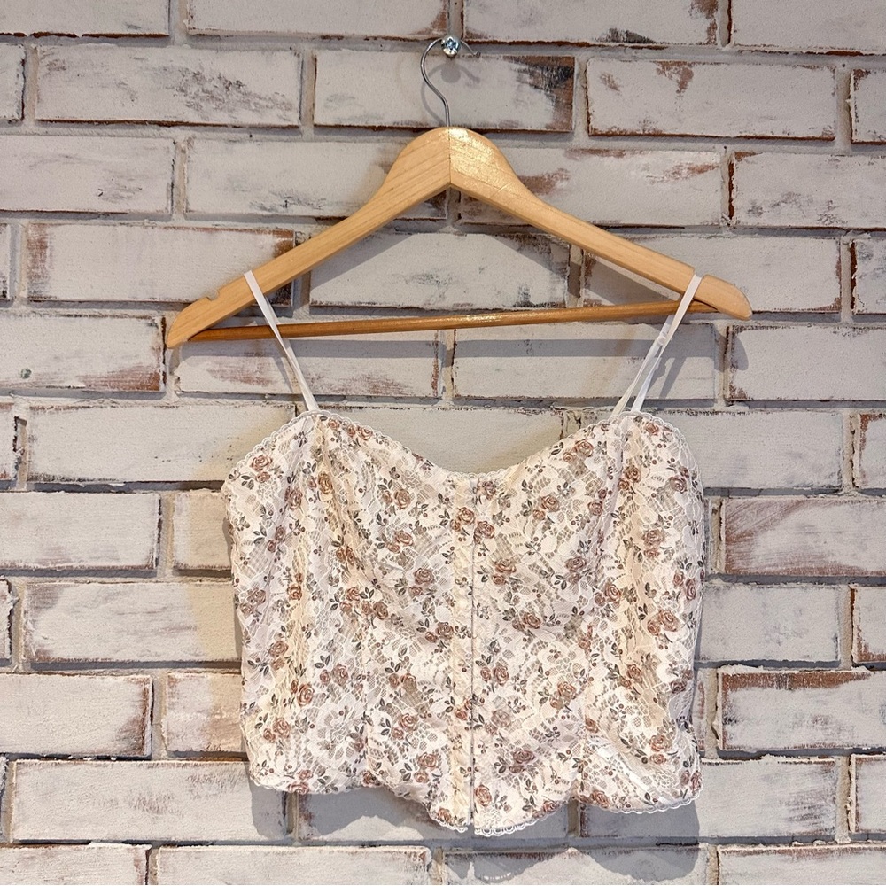 Bishop + young Floral Lace-Trim Cropped Cami